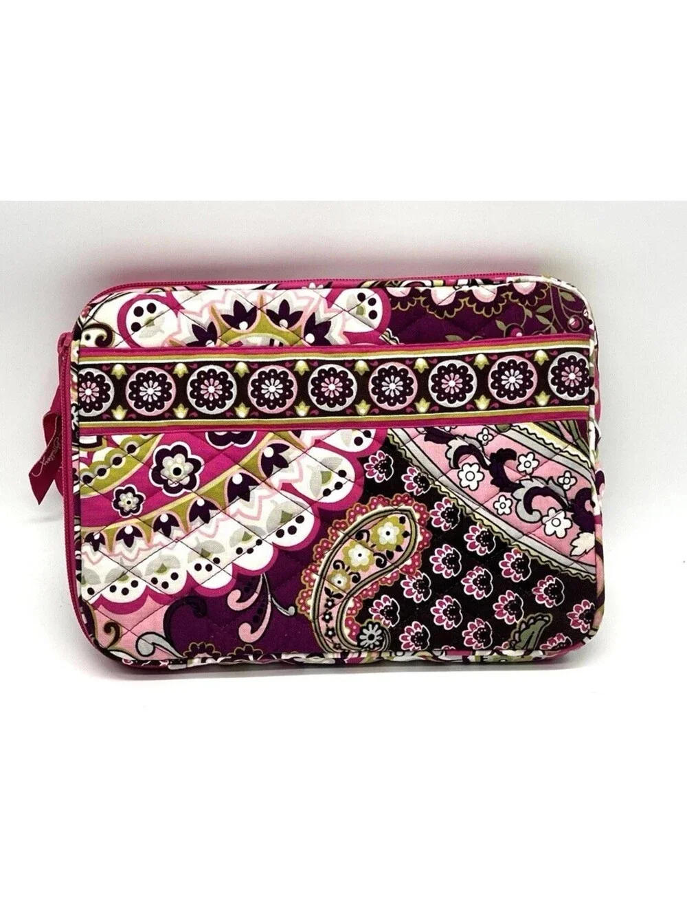 Vera Bradley Very Berry Paisley iPad Tablet Quilted Case Zip Cover Pink Black